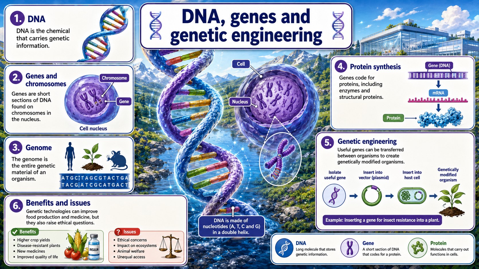 Infographic explaining GCSE Biology enzymes, including active sites, substrates, denaturation, temperature, pH and reaction-rate links.